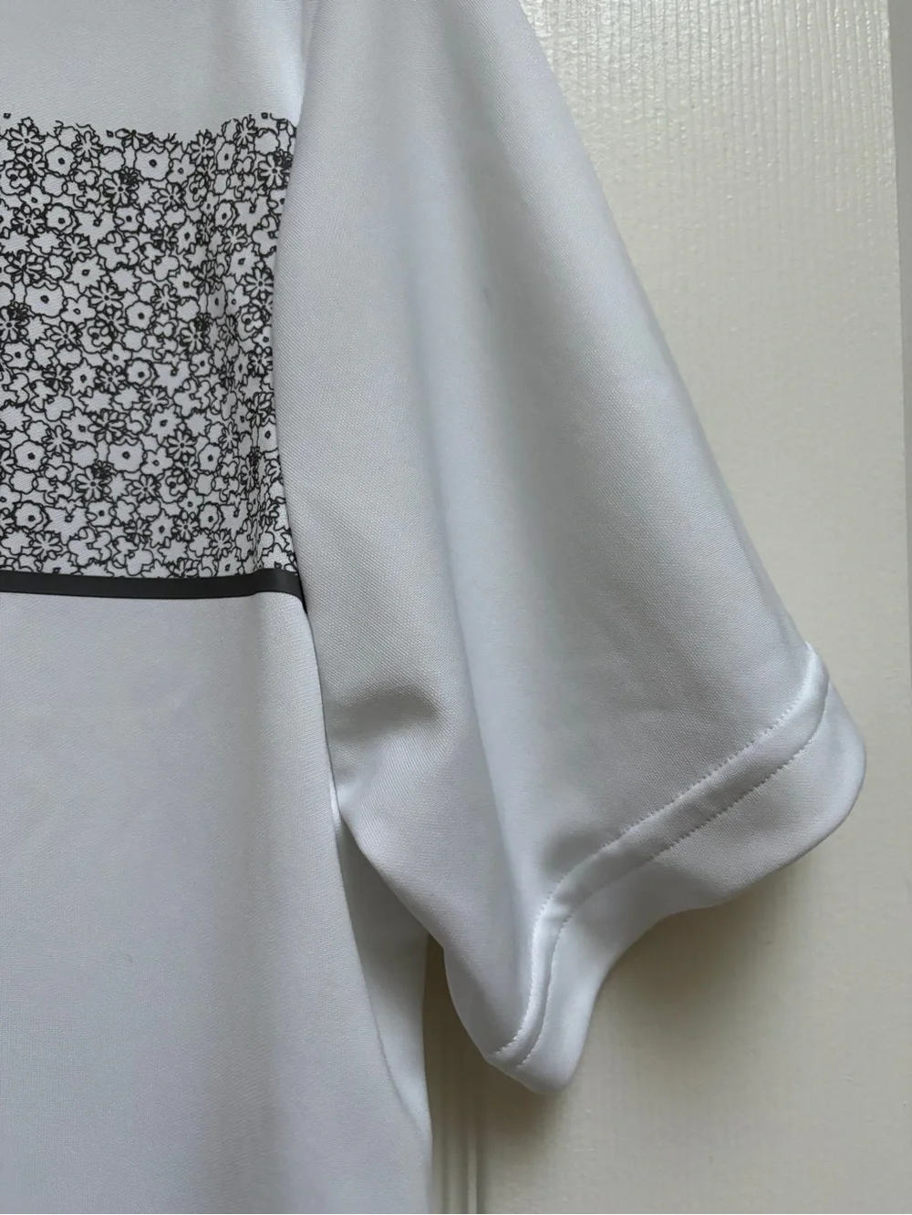 adidas White Polo with Gray Floral Chest Panel